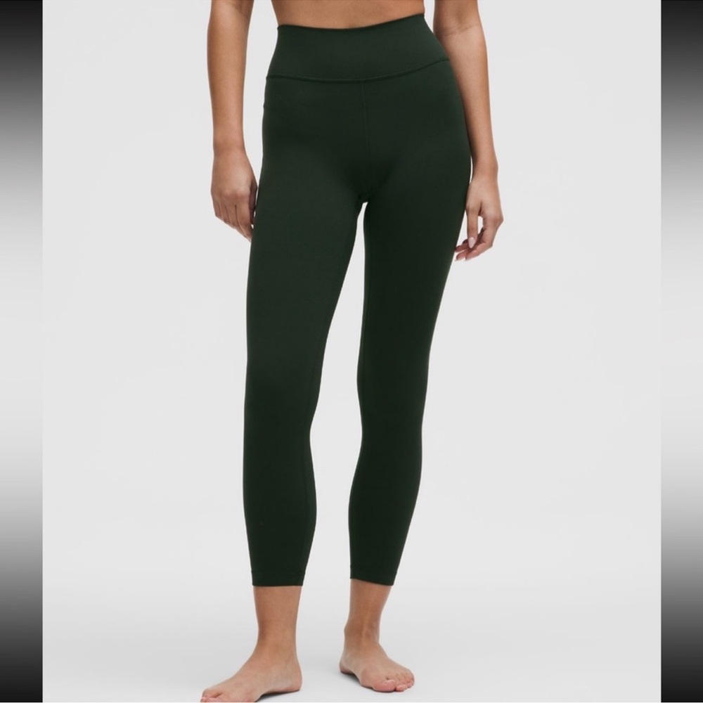 Lululemon Groove High Rise Ribbed Panel Leggings 25” Rainforest Green Size 12